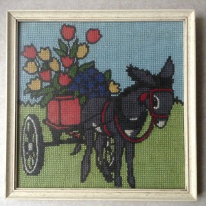 Broderet brnebillede med sel