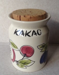 Tysk krukke til kakao med korkprop