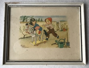 Brnebillede af Freddie Langeler indrammet trramme m. glas