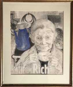 Original tegning Richs Kaffe reklame af Marli Brande