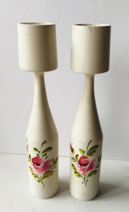 Tr lysestager med blomster decor