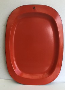 Orange emaljefad med ophng