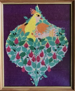 Indrammet broderi Bjrn Wiinblad pfugl 28,5x38 cm